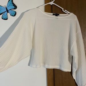 Small White Stripped Cropped Sweater
